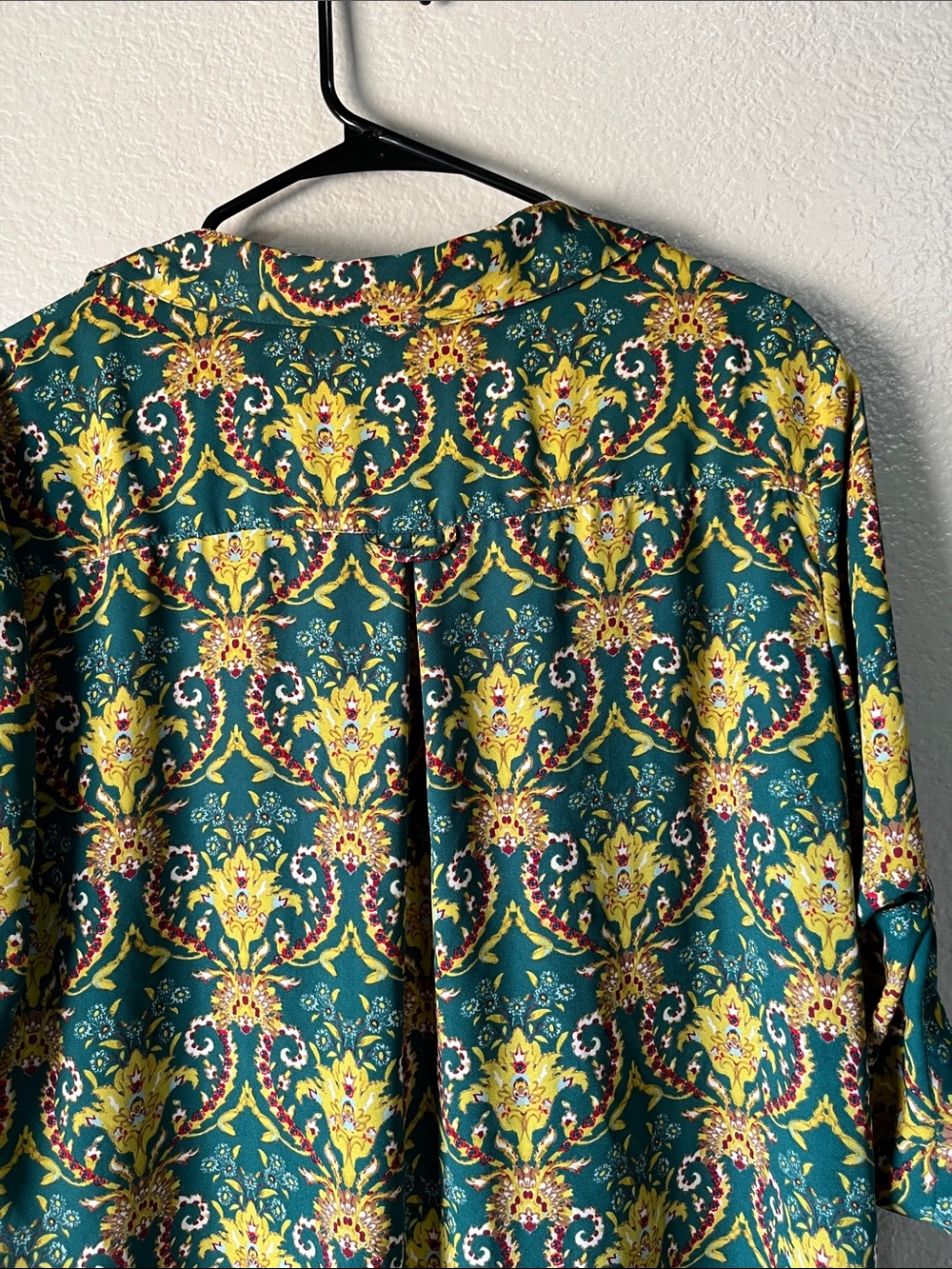 New York & Company Green Floral Medallion V-Neck Tunic Boho Sz L Office TC0592 - Picture 8 of 8